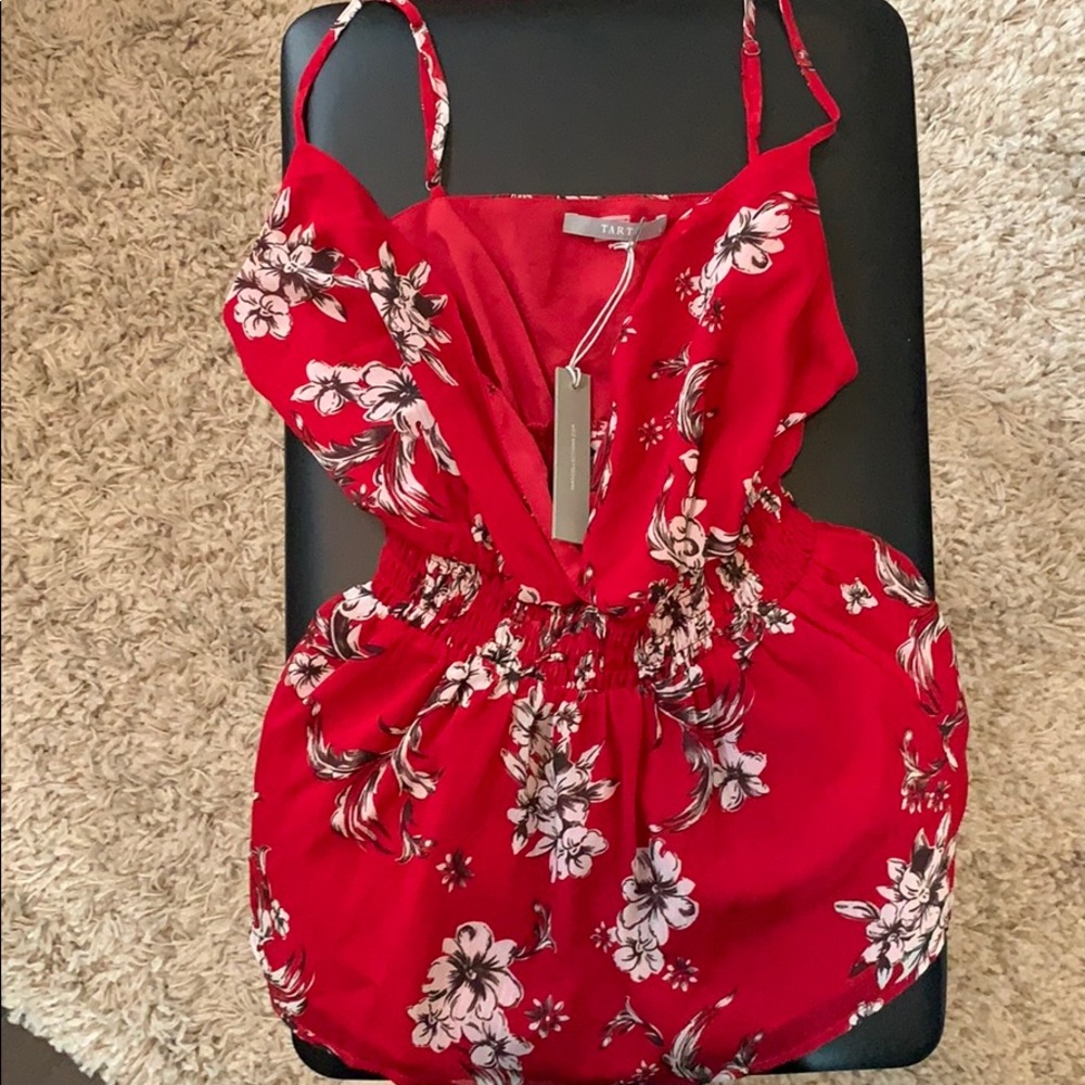 Red floral Tart tank